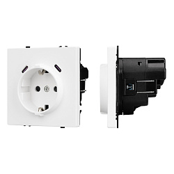 ARL NOBE Розетка зк со шторками с USB тип C+С софт-тач белый кварц SCT-MUCC-SFPL-WH (250V, 16A) (Arlight, -)