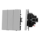 ARL NOBE Выключатель 3 кл софт-тач никель SWT-MK03-SFPL-IS (250V, 10A) (Arlight, -)