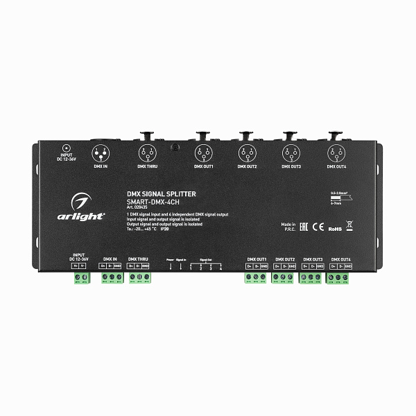 DMX-сплиттер SMART-DMX-4CH (12-36V, XLR3) (Arlight, IP20 Металл, 5 лет) Lednikoff