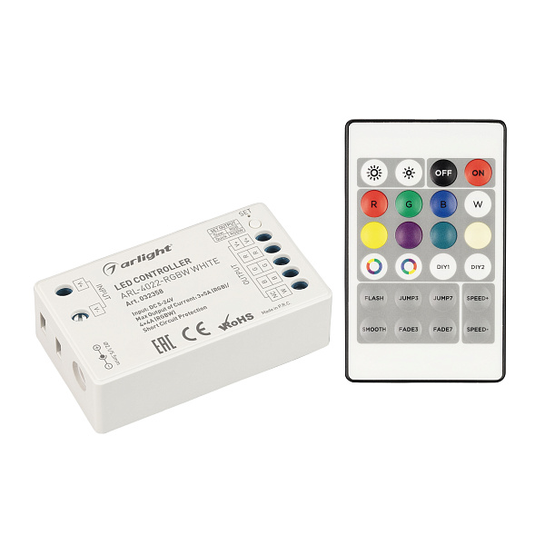 Контроллер ARL-4022-RGBW White (5-24V, 4x4A, ПДУ 24кн, RF) (Arlight, IP20 Пластик, 3 года) Lednikoff