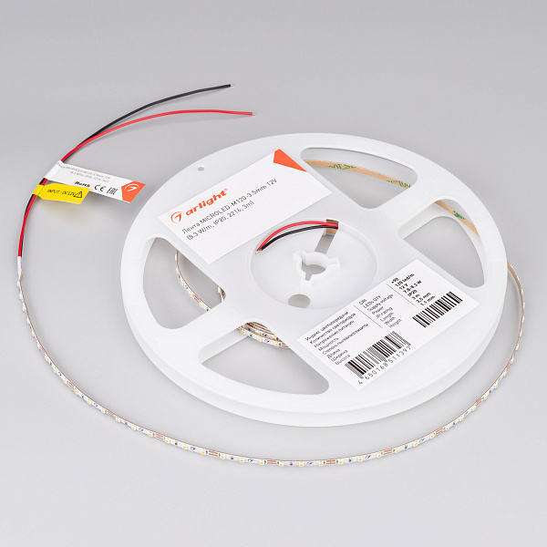 Светодиодная лента MICROLED-M120-3.5mm 12V Warm3000 (8.3 W/m, IP20, 2216, 3m) (Arlight, узкая) Lednikoff