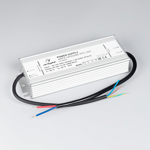 Блок питания ARPV-UH24400-PFC-55C (24V, 16.7A, 400W) (Arlight, IP67 Металл, 5 лет) Lednikoff