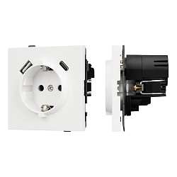 Механизм розетки с USB зарядкой SCT-TENDO-MUAC-SFPL-WH (230V, 16A) (Arlight, Матовый белый)