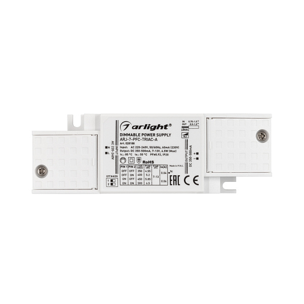 Блок питания ARJ-7-PFC-TRIAC-A (7W, 350-500mA) (Arlight, IP20 Пластик, 5 лет) Lednikoff
