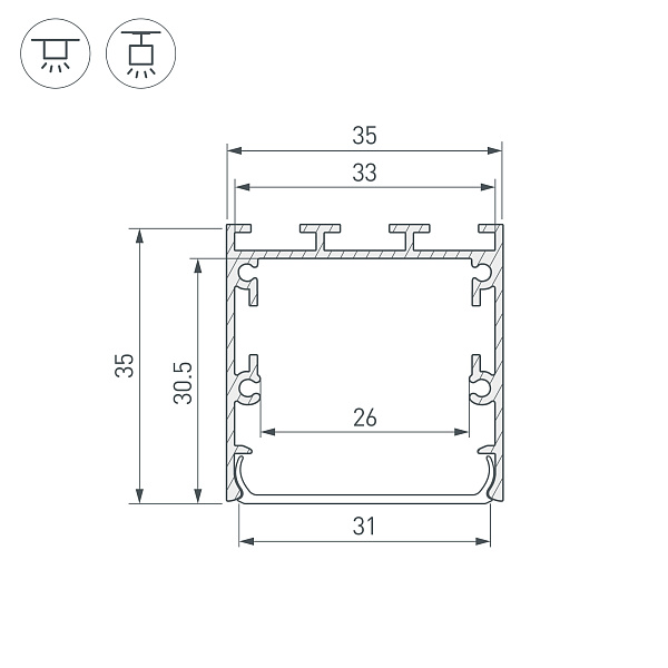 Профиль LINE-S-3535-2500 WHITE (Arlight, Алюминий) Lednikoff
