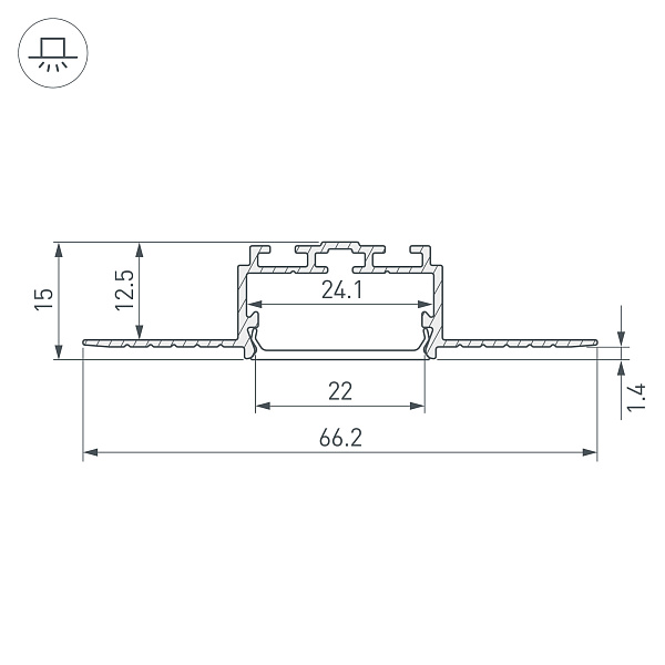Профиль PLS-LOCK-H15-F-HIDE-2000 (Arlight, Алюминий) Lednikoff
