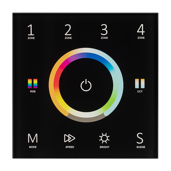 Панель Sens SMART-P67-MULTI Black (230V, 4 зоны, 2.4G) (Arlight, IP20 Пластик, 5 лет) Lednikoff