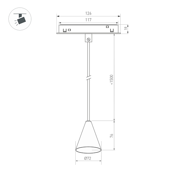 Светильник MAG-ORIENT-CONE-HANG-7W Warm3000 (BK, 40 deg, 48V) (Arlight, IP20 Металл, 3 года) Lednikoff