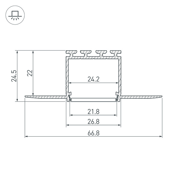 Профиль PLS-LOCK-H25-F-HIDE-3000 (Arlight, Алюминий) Lednikoff