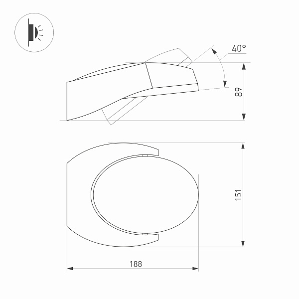 Светильник LGD-EYE-WALL-6W Warm3000 (GR, 117 deg, 230V) (Arlight, IP54 Металл, 3 года) Lednikoff