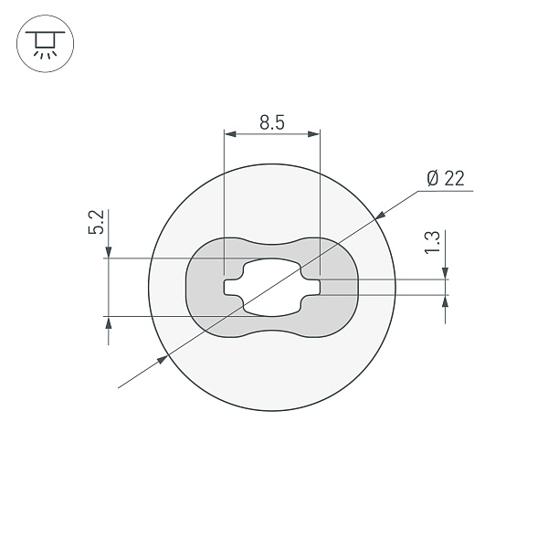 Силиконовый профиль WPH-FLEX-D22-360deg-S8-5m WHITE (Arlight, Силикон) Lednikoff