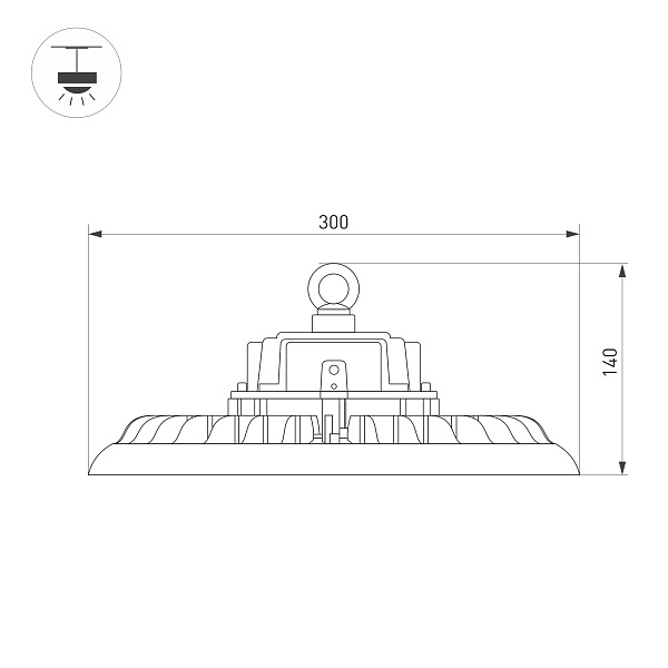 Светильник SP-ARIVA-MOTION-R300-150W White5000 (BK, 60 deg, 230V) (Arlight, IP65 Металл, 5 лет) Lednikoff