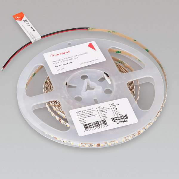 Светодиодная лента RZ-A120-6mm 24V Warm3000 (9.6 W/m, IP20, 2835, 5m) (Arlight, -) Lednikoff