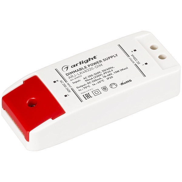Блок питания ARJ-LK48320-DIM (15W, 320mA, PFC, Triac) (Arlight, IP20 Пластик, 2 года) Lednikoff