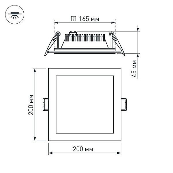 Светодиодная панель LT-S200x200WH 16W Warm White 120deg (Arlight, IP40 Металл, 3 года) Lednikoff