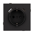 Механизм розетки с USB зарядкой SCT-TENDO-MUAC-SFPL-BK (230V, 16A) (Arlight, Матовый черный) Lednikoff
