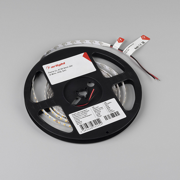 Светодиодная лента UL-A120-8mm 24V Warm2700 (2 W/m, IP20, 5m) (Arlight, Открытый) Lednikoff