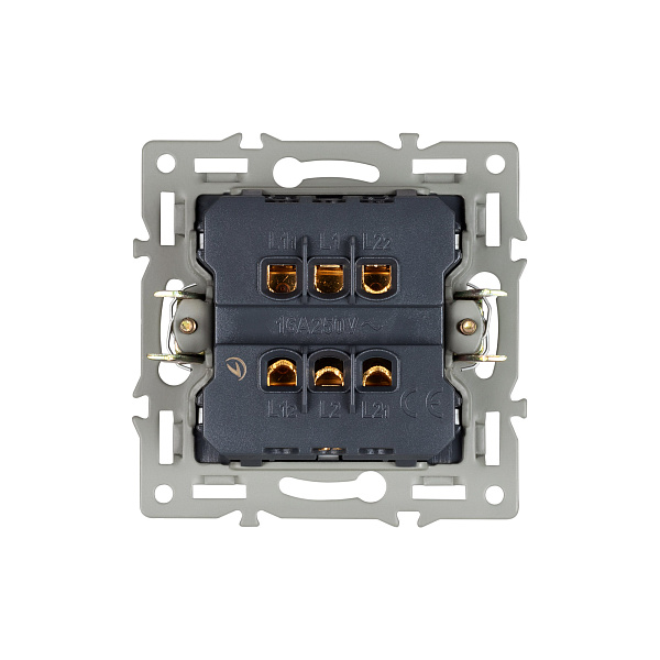 Механизм выключателя двухклавишный проходной SWT-MKP2-PL-GR (250V, 16A) (Arlight, -) Lednikoff