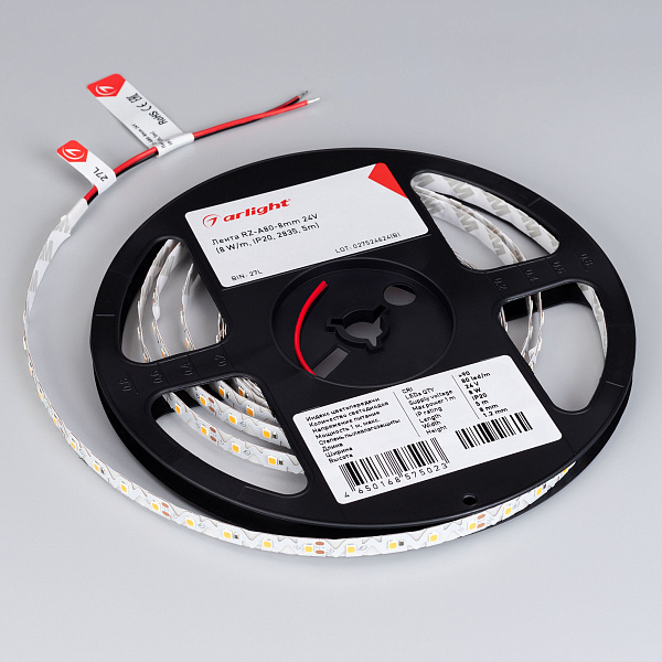 Светодиодная лента RZ-A80-8mm 24V Warm3000 (8 W/m, IP20, 2835, 5m) (Arlight, -) Lednikoff