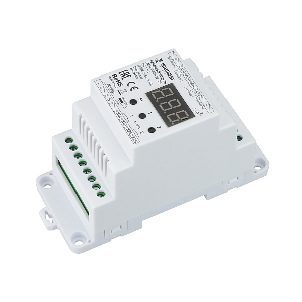 INTELLIGENT ARLIGHT Релейный модуль SMART-702-82-2G-DRO-PS (230V, 2x8A, 2.4G) DIN-рейка (IARL, IP20 Пластик, 5 лет) Lednikoff