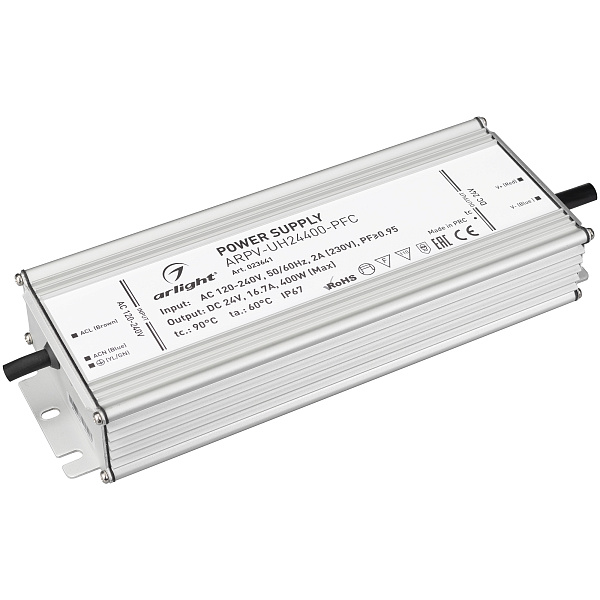 Блок питания ARPV-UH24400-PFC (24V, 16.7A, 400W) (Arlight, IP67 Металл, 7 лет) Lednikoff