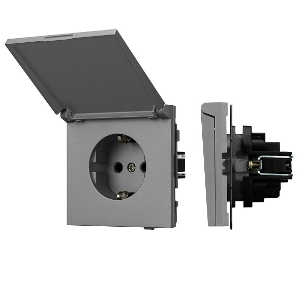 Механизм розетки влагозащищённый SCT-TENDO-MCP-PL-GR (230V, 16A) (Arlight, Графитовый) Lednikoff