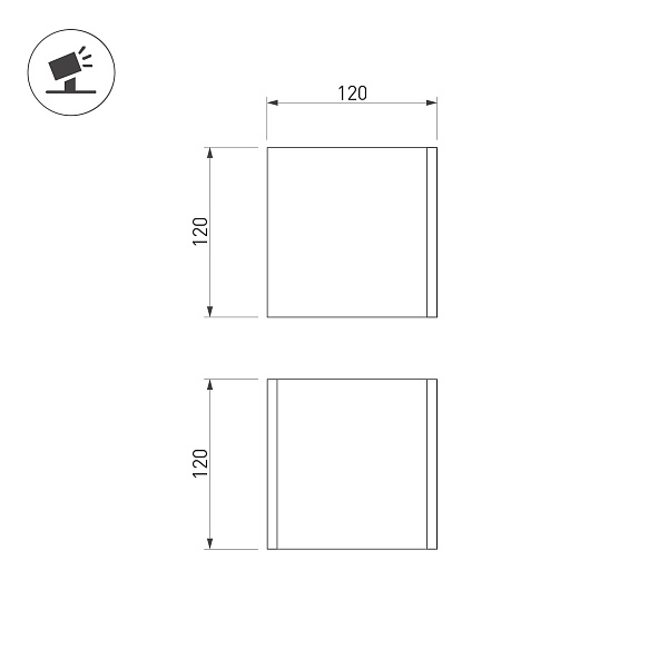 Светильник LGD-PERAN-WALL-S120x120-6W Warm3000 (Light ivory, 0-80 deg, 230V) (Arlight, IP65 Бетон, 3 года) Lednikoff
