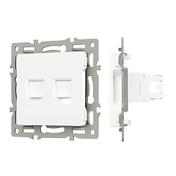 Механизм компьютерной розетки двойной SCT-MPC2-PL-WH (RJ-45, CAT6) (Arlight, -)