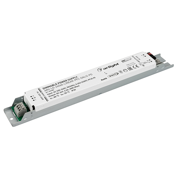 Блок питания ARV-LG-24060-LINEAR-PFC-DALI2-PD (24V, 2.5A, 60W) (Arlight, IP20 Металл, 5 лет) Lednikoff