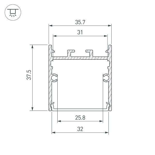 Профиль SL-LINE-3638-LW-3000 ANOD (Arlight, Алюминий) Lednikoff