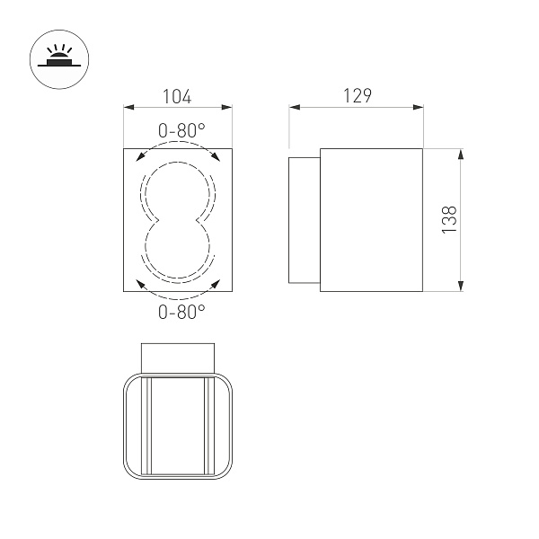Светильник LGD-Wall-Vario-J2R-12W Warm White (Arlight, IP54 Металл, 3 года) Lednikoff