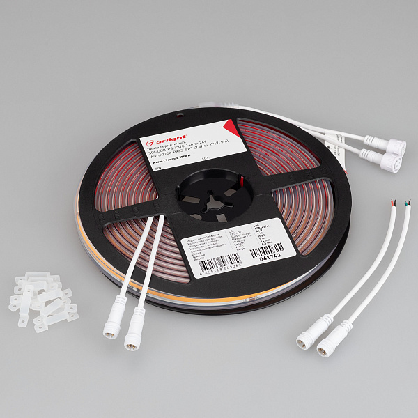 Светодиодная лента герметичная SPI-COB-PS-X378-14mm 24V Warm2700-PX63-BPT (7 W/m, IP67, 5m) (Arlight, бегущий огонь) Lednikoff