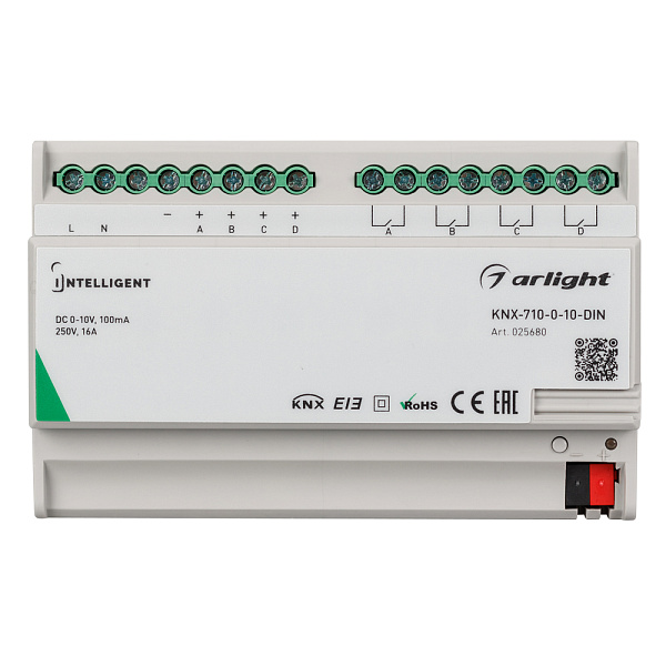 INTELLIGENT ARLIGHT Конвертер KNX-710-0-10-DIN (230V, 4x0/1-10, 4x16A) (IARL, IP20 Пластик, 2 года) Lednikoff