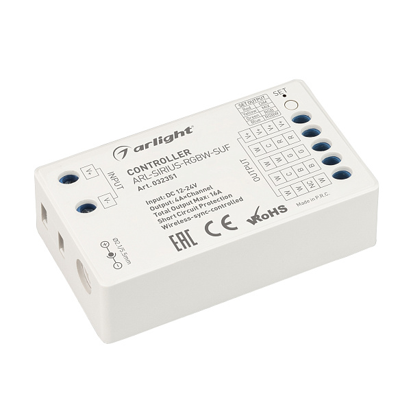Контроллер ARL-SIRIUS-RGBW-SUF (12-24V, 4x4A, 2.4G) (Arlight, IP20 Пластик, 3 года) Lednikoff