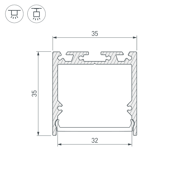 Профиль с экраном SL-LINE-3535-2500 WHITE+OPAL (Arlight, Алюминий) Lednikoff