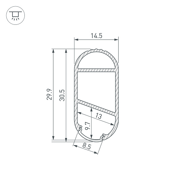 Профиль WARDROBE-1530-2000 ANOD (Arlight, Алюминий) Lednikoff