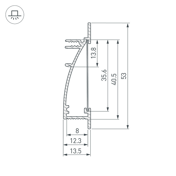 Профиль TOP-SWALL-2000 ANOD (P35) (Arlight, Алюминий) Lednikoff