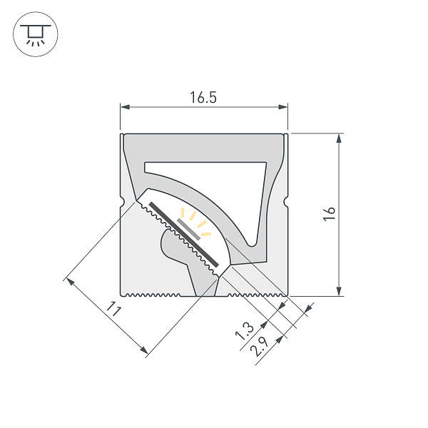 Силиконовый профиль WPH-FLEX-1616-TWIST-S11-10m WHITE (Arlight, Силикон) Lednikoff