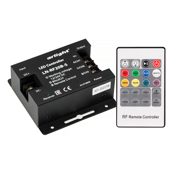 Контроллер LN-RF20B-S (12-24V, 288-576W, ПДУ 20кн) (Arlight, IP20 Металл, 1 год) Lednikoff