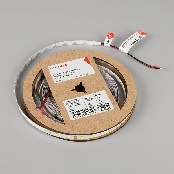 Светодиодная лента RT-A60-8mm 24V Spring Green (4.8 W/m, IP20, 5m) (Arlight, -) Lednikoff