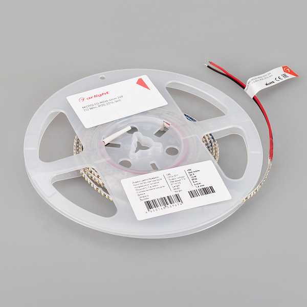 Светодиодная лента MICROLED-M266-4mm 24V Warm3500 (12 W/m, IP20, 2216, 5m) (Arlight, узкая) Lednikoff