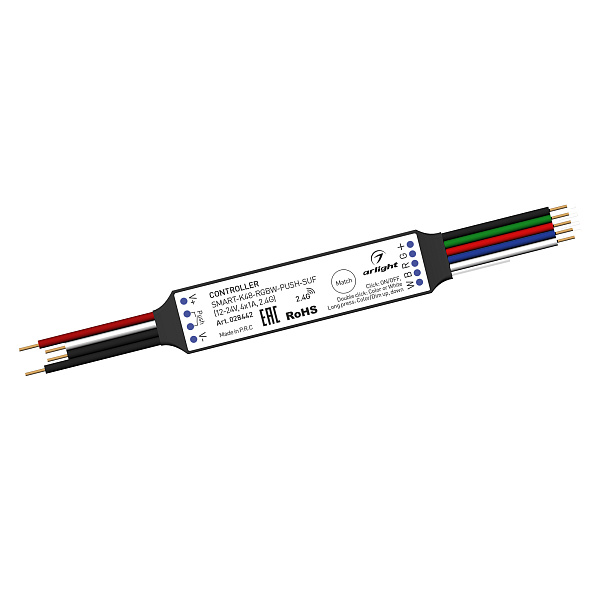 Контроллер SMART-K48-RGBW-PUSH-SUF (12-24V, 4x1A, 2.4G) (Arlight, Пластик) Lednikoff