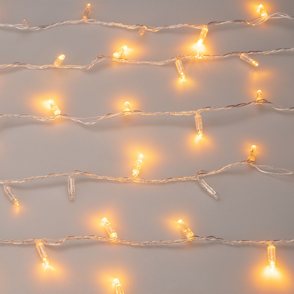 Светодиодная гирлянда ARD-STRING-CLASSIC-1000-CLEAR-100LED-PULSE Yellow (230V, 7W) (Ardecoled, IP65) Lednikoff