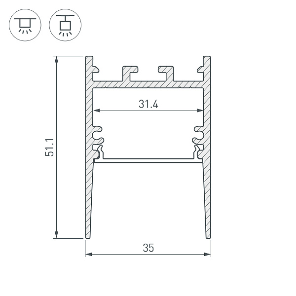 Профиль SL-COMFORT-3551-2000 ANOD (Arlight, Алюминий) Lednikoff