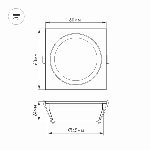 Светодиодный светильник LTM-S60x60WH-Frost 3W Warm White 110deg (Arlight, IP40 Металл, 3 года) Lednikoff