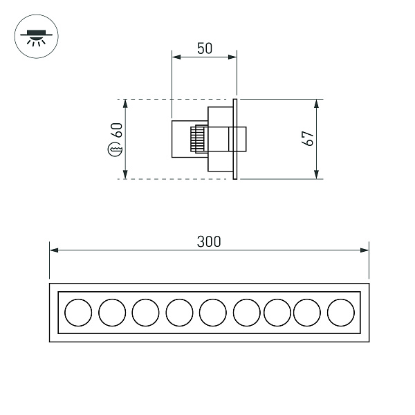 Светильник MS-ORIENT-BUILT-TURN-TC-S67x300-20W Warm3000 (BK-BK, 30 deg, 230V) (Arlight, IP20 Металл, 5 лет) Lednikoff