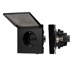 Механизм розетки влагозащищённый SCT-TENDO-MCP-PL-BK (230V, 16A) (Arlight, Черный)