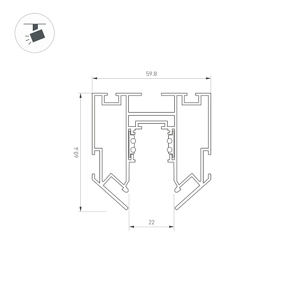 Трек встраиваемый MAG-ORIENT-TRACK-2653-STR-G-2000 (BK) (Arlight, IP20 Металл, 3 года) Lednikoff