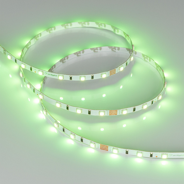 Светодиодная лента RT-G60-5mm 24V RGB (6.6 W/m, IP20, 3838, 5m) (Arlight, узкая) Lednikoff