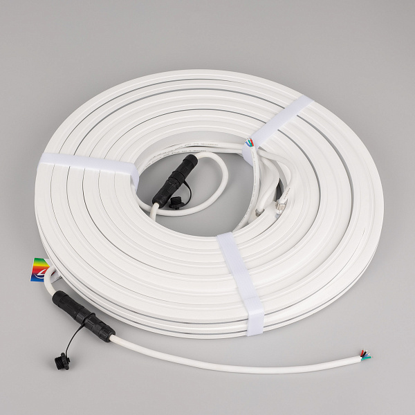 Светодиодная лента герметичная MOONLIGHT-PRO-TOP-X360-16x16mm 24V RGB (12 W/m, IP67, 10m, wire x2) (Arlight, Вывод боковой, 5 лет)